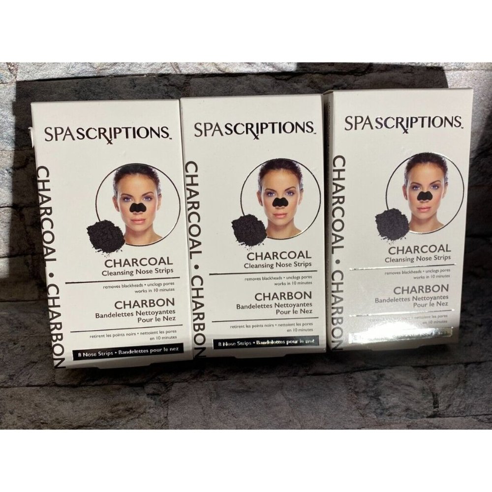 3X SpaScriptions Charcoal Cleansing Nose Strips 8 Count Boxes